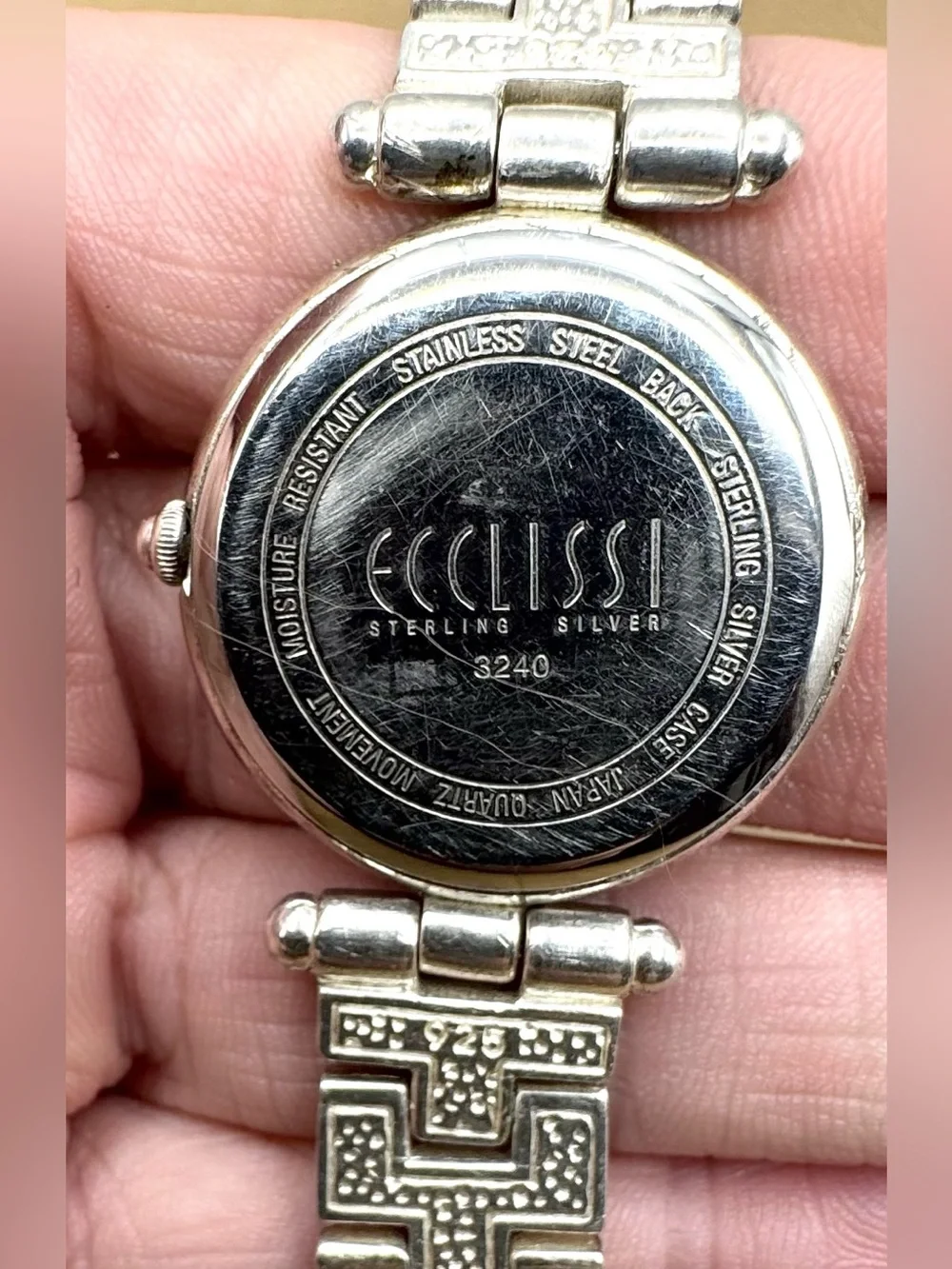 Ecclissi Designer Solid Sterling Silver And Stainless Steel Womens Watch 6.75